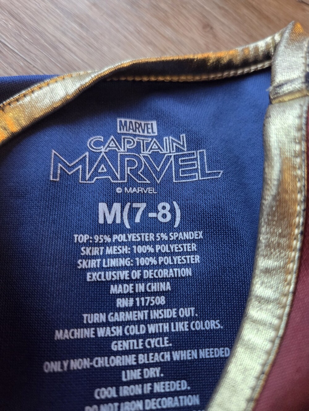 Disney Avengers Captain Marvel Cosplay Tutu Tulle Dress Halloween Costume sz 7-8 - Picture 8 of 11